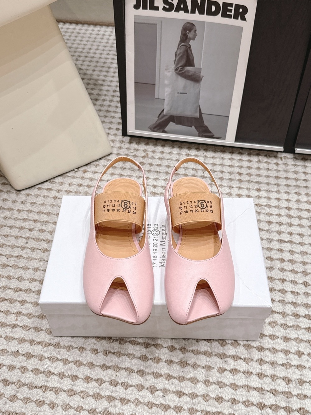 Maison Martin Margiela Pink Leather Cutout Slingback Flats